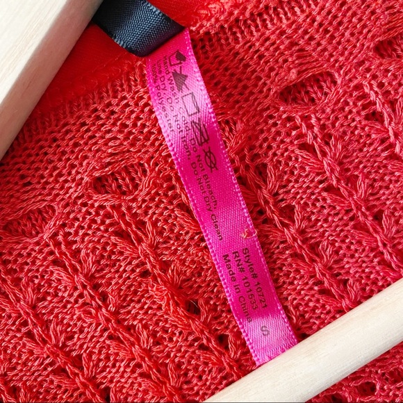 Red Crochet Henley Neckline Bodysuit - Picture 8 of 10